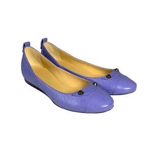 NWT BALENCIAGA Arena Ballet Flats Sz.9.5 Purple Leather Studs Designer Luxury